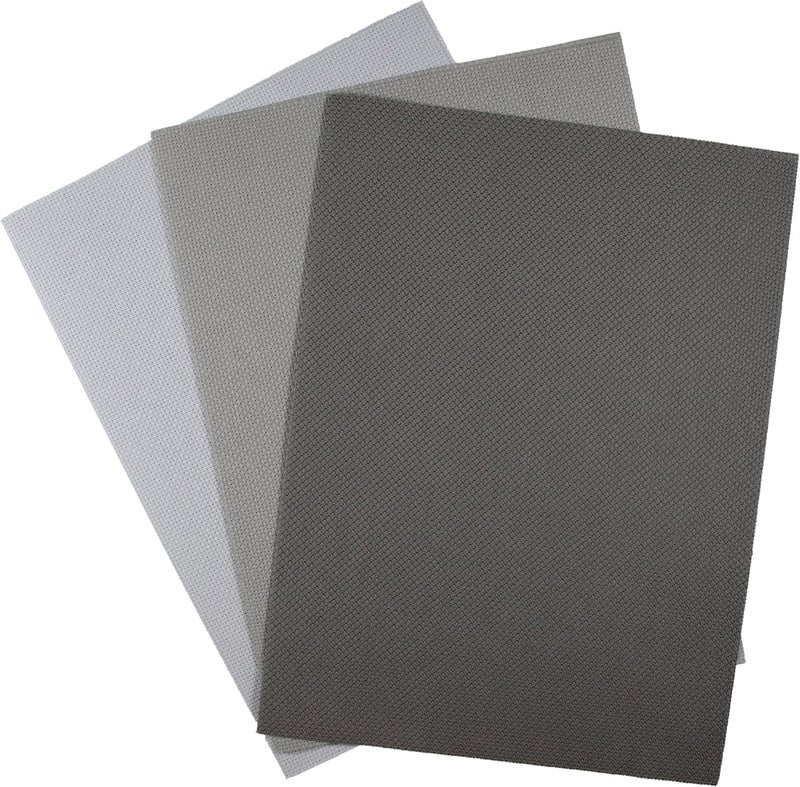KCS 3 pc of 12" x 18"(30cm x45cm) 14CT Counted Cotton Aida Cloth Cross Stitch Fabric (Light Grey + Medium Grey+ Dark Grey) - Image 1